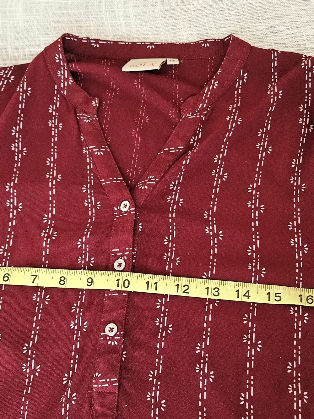 Zola Maroon Printed Henley Tunic Blouse - Picture 10 of 11